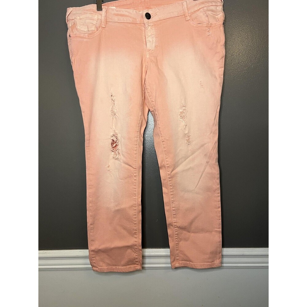 Decree Jeans Juniors 17 Pink Light Wash Super Skinny Distressed Stretch Denim - Picture 2 of 10